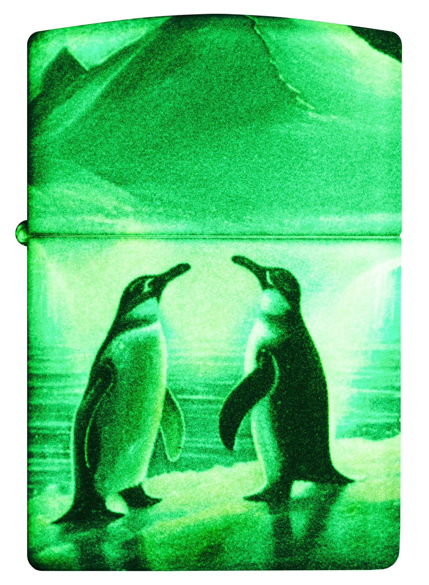 Zippo Lighter: Arctic Penguins - Glow-in-the-Dark Green 46014