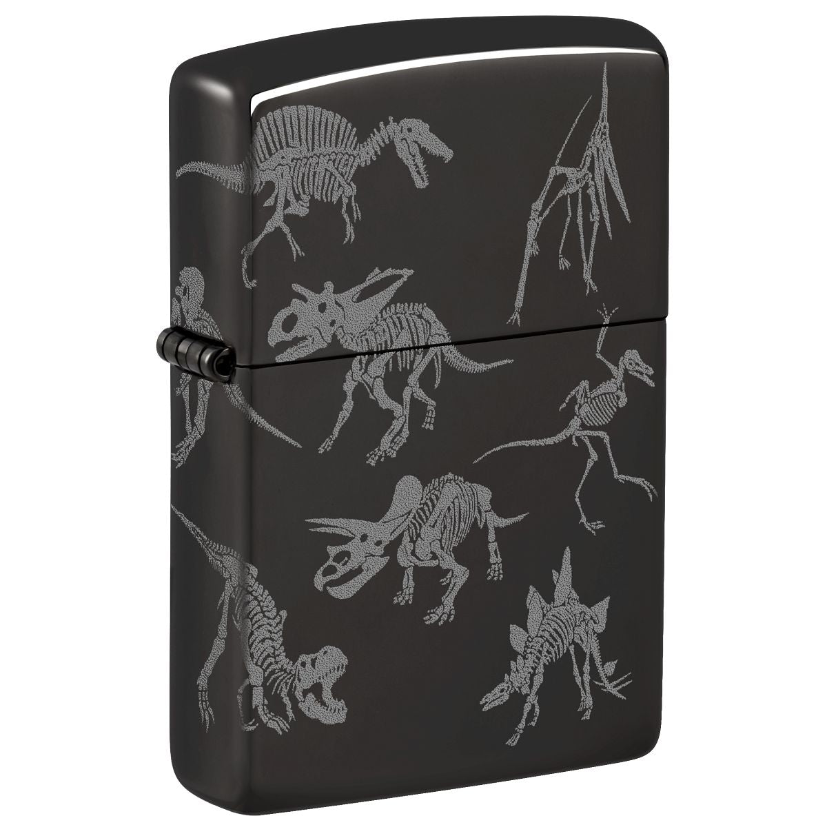 Zippo Lighter: Dinosaur Skeletons, Photo 360 - High Polish Black 