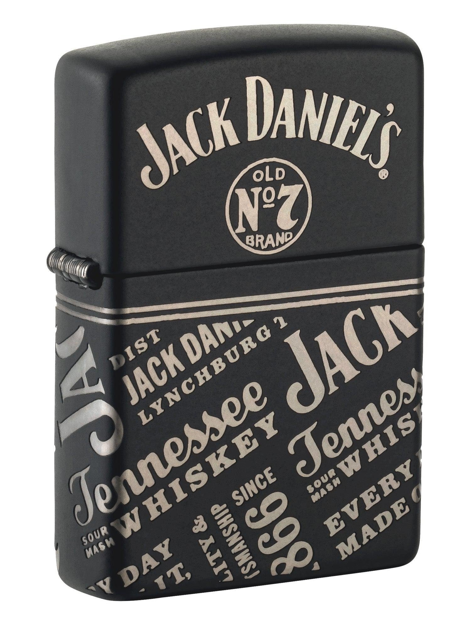 Zippo Lighter: Jack Daniel's Design, Laser 360 - Black Matte with