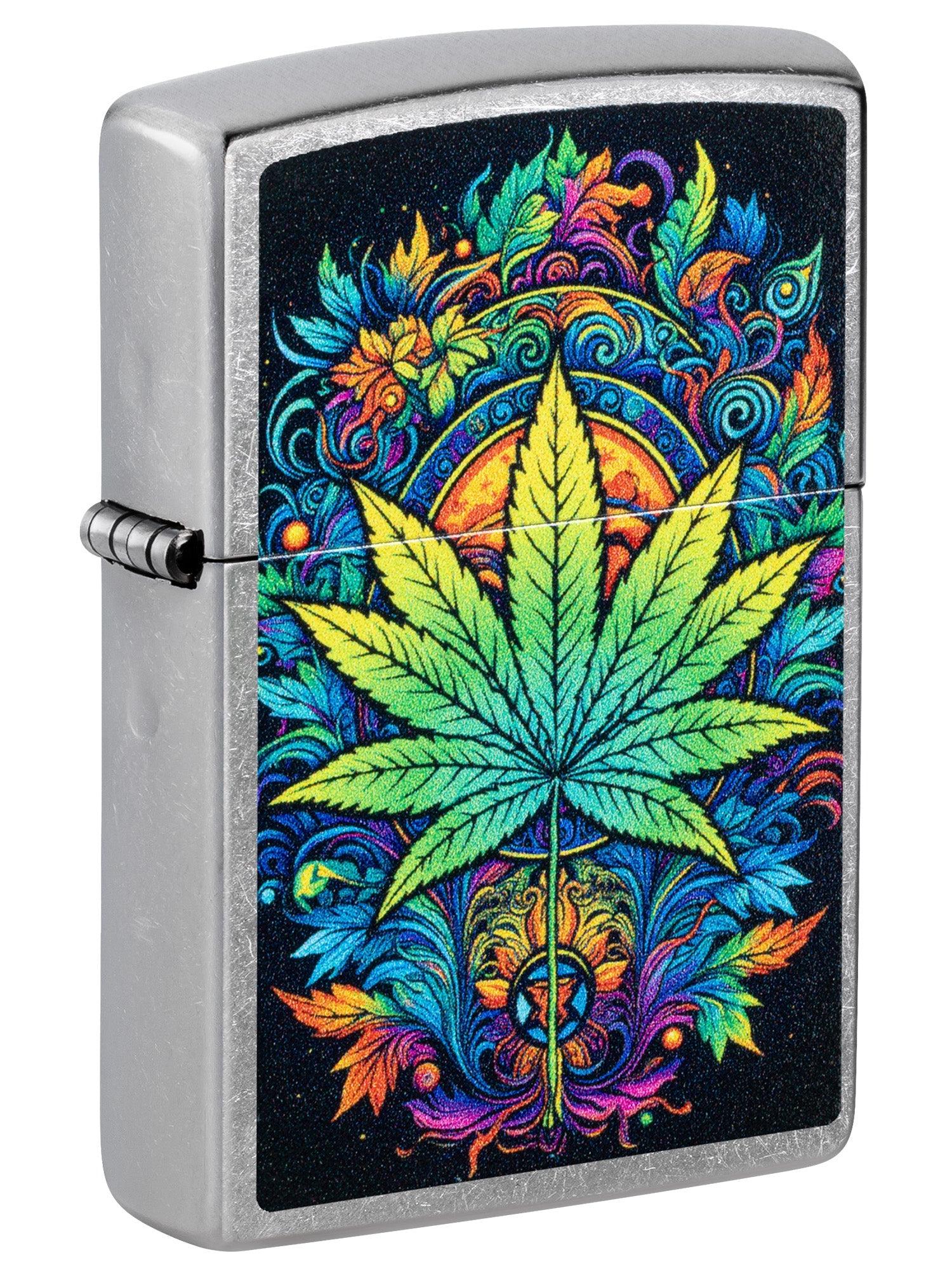 Zippo Captivating Cannabis Design Street Chrome Windproof Lighter, image size:1500x2000