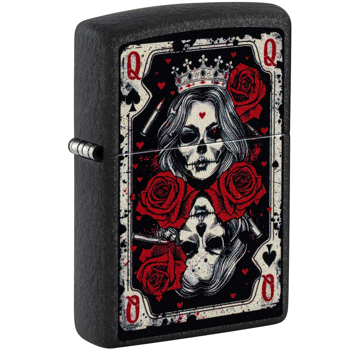 Zippo Lighter: Skull Queen Card - Black Crackle 46896 – Lucas Lighters