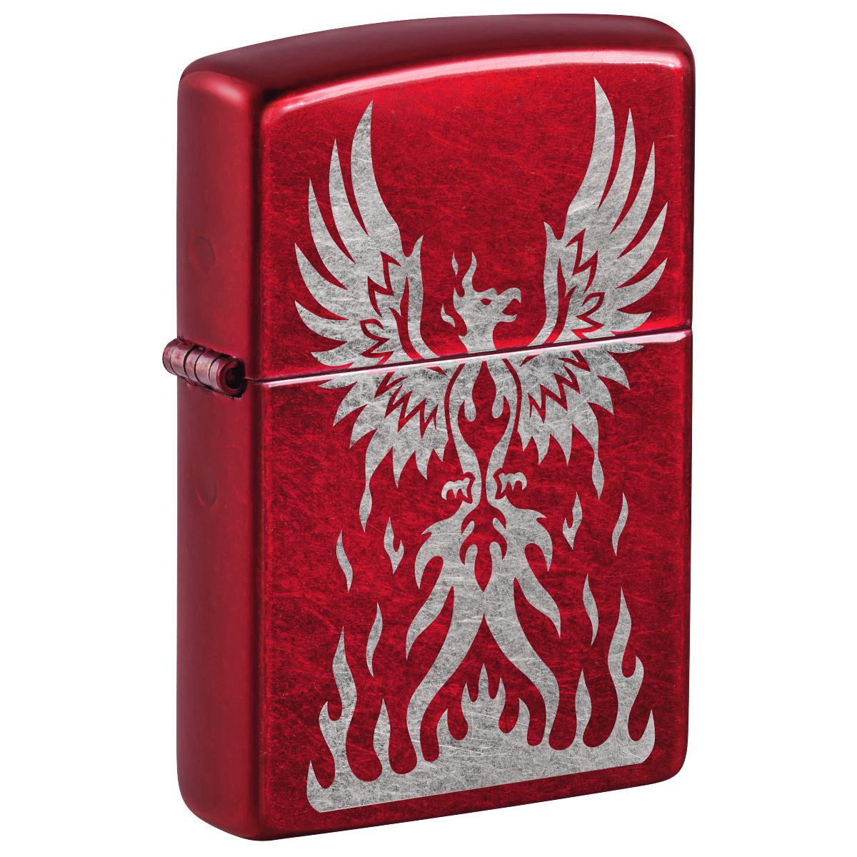 Zippo Lighter: Phoenix Rising Design, Engraved - Candy Apple Red
