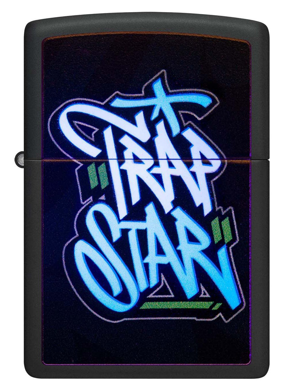 Zippo Lighter: Trap Star Graffiti, Black Light - Black Matte 48528
