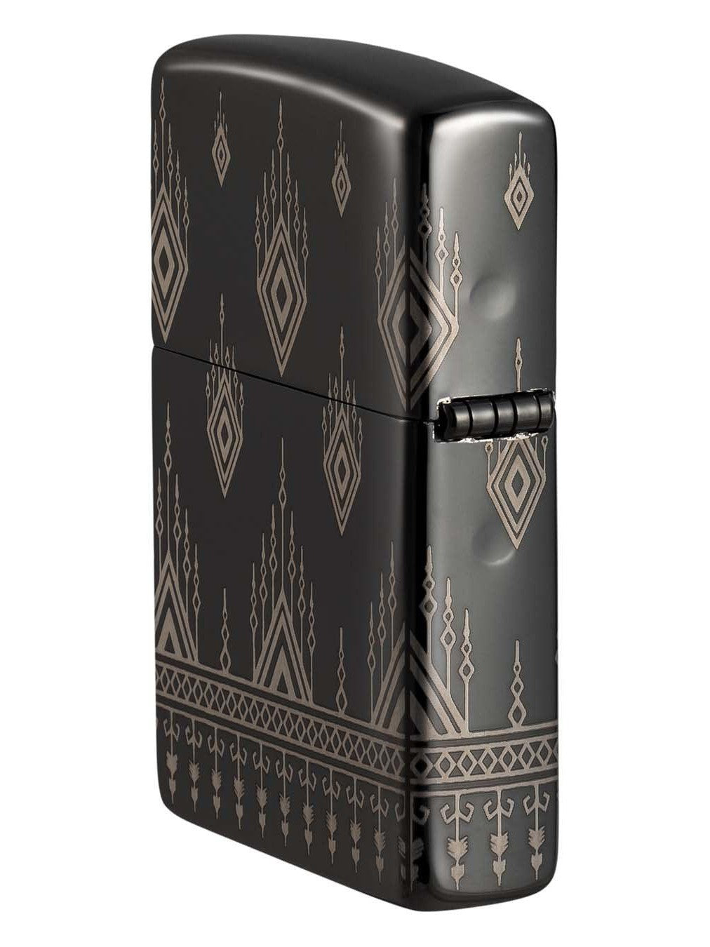 Zippo Lighter: Tribal Pattern, 360 Laser Engraved - High Polish Black 48544
