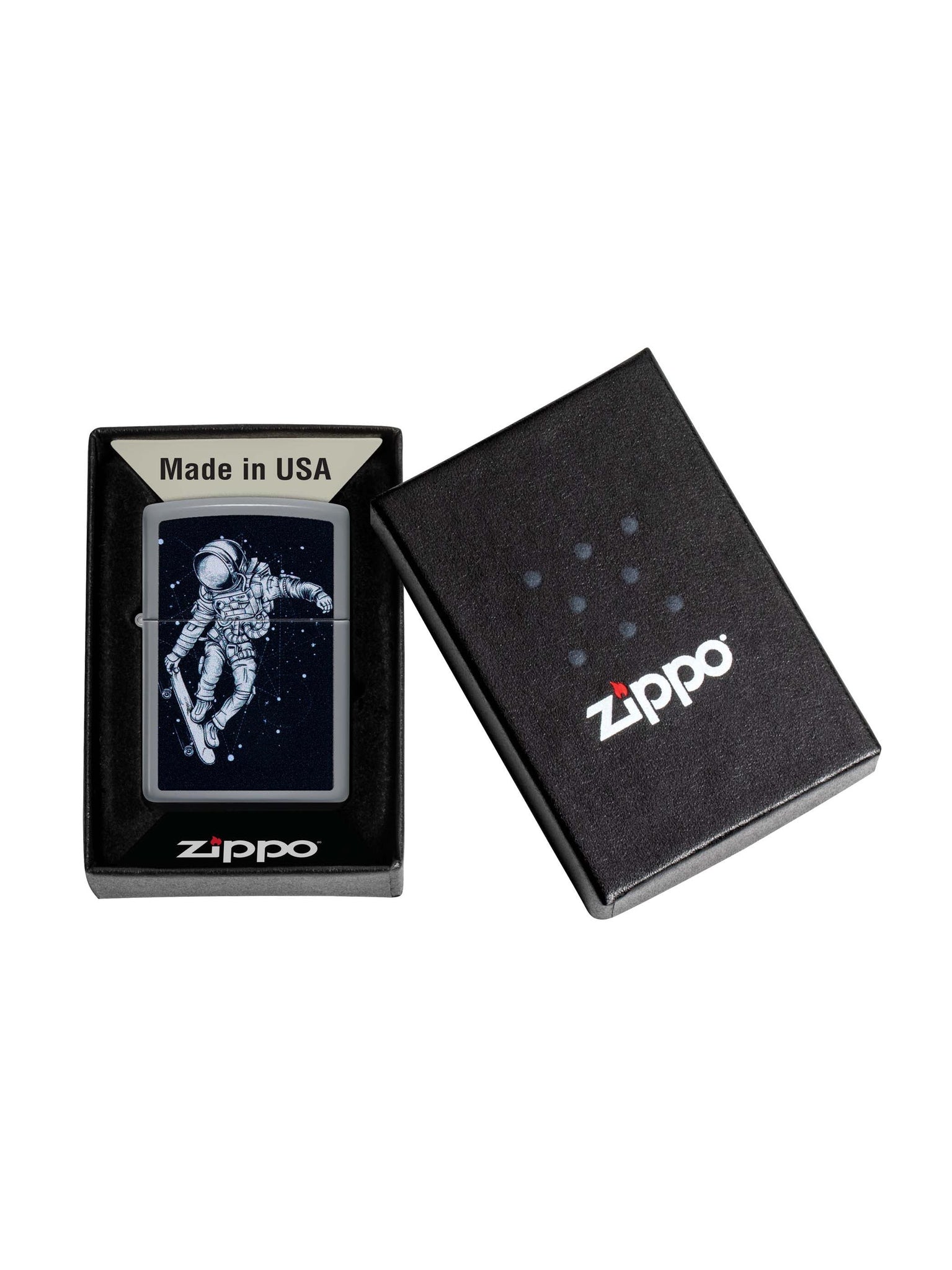 Zippo Lighter: Astronaut on Skateboard - Glat Grey 48644