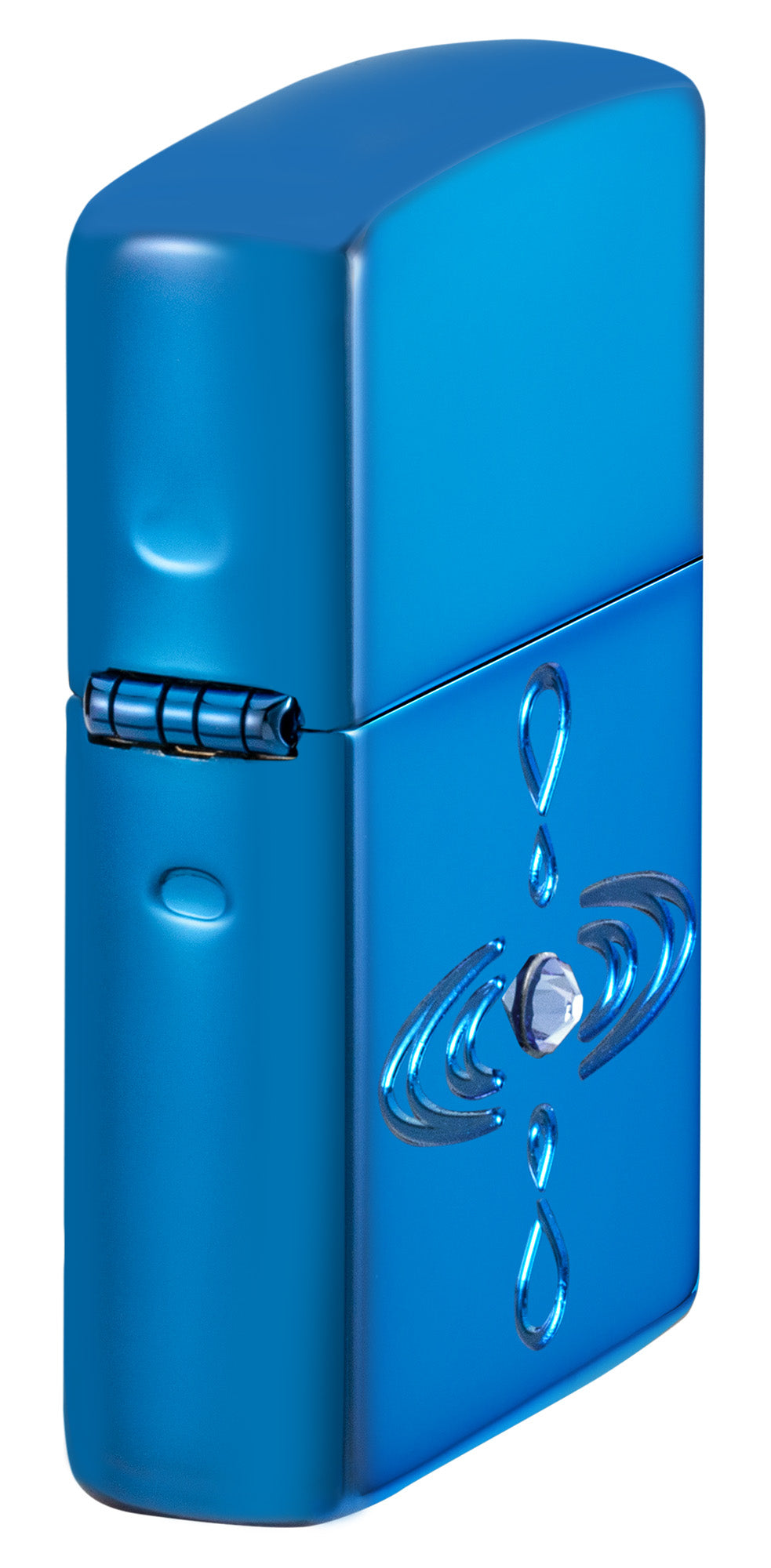 Zippo Lighter: Water Drops with Crystal, Armor Deep Carved - High Polish Blue 48918