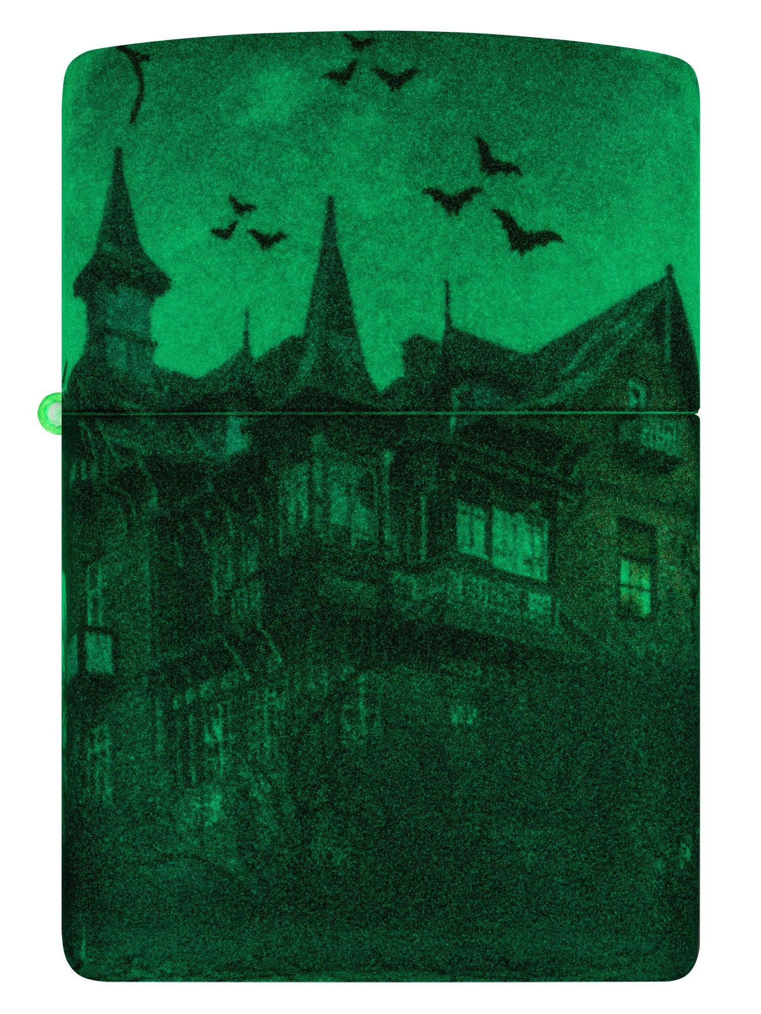 Zippo Lighter: Haunted House - Glow-in-the-Dark Green 48922