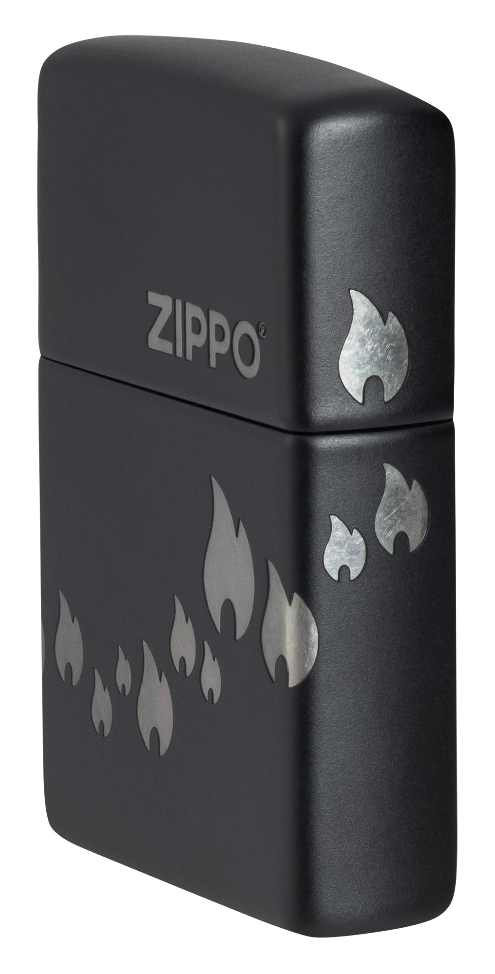 Zippo Lighter: Zippo Flames, Laser 360 - Black Matte 48980
