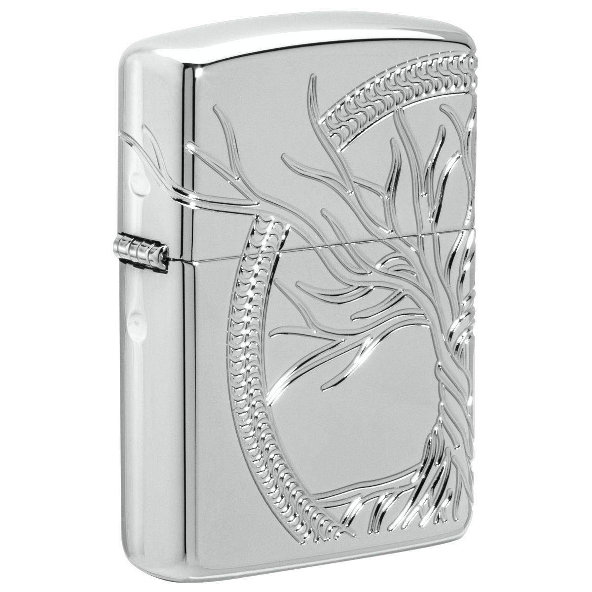 Zippo Lighter: Sterling Silver Tree of Life, MultiCut Armor - High
