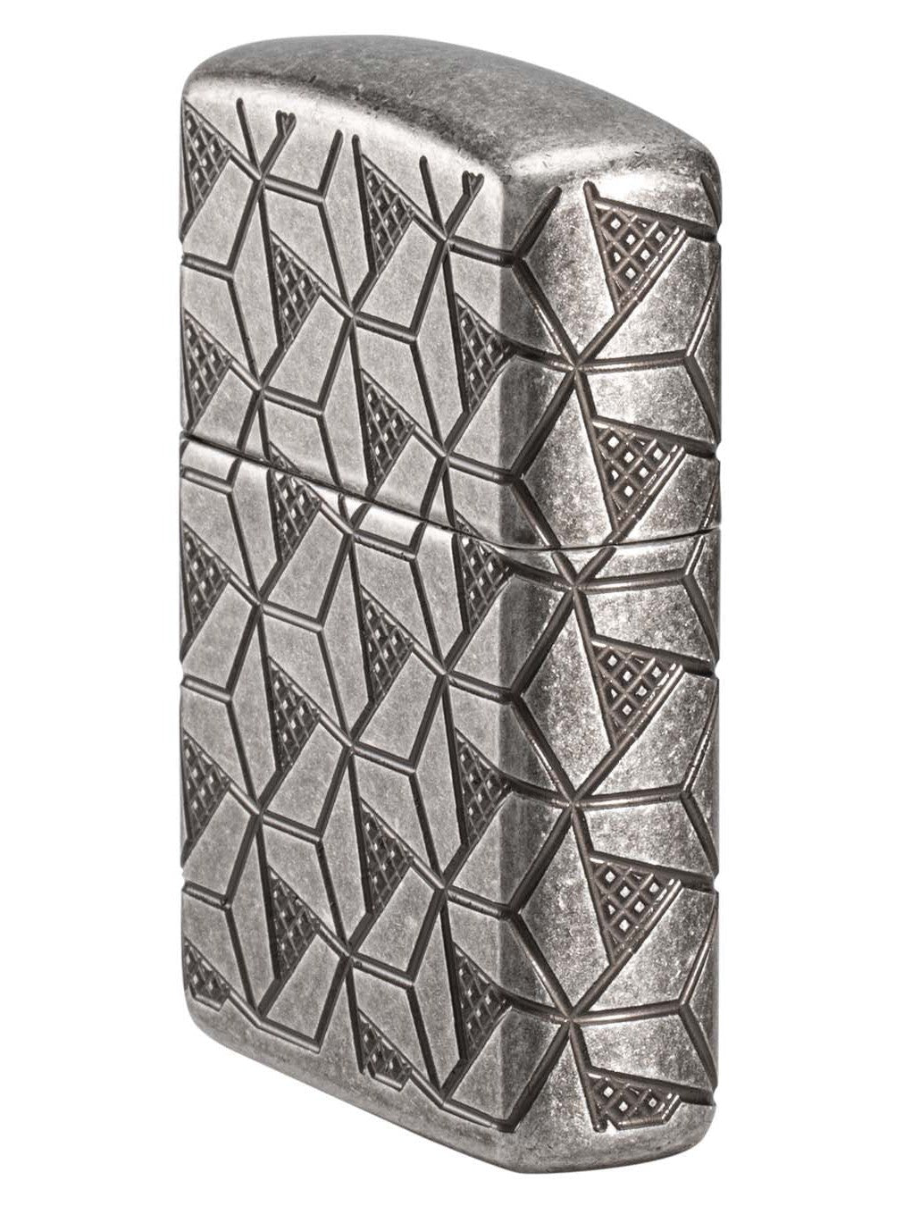 Zippo Lighter: Armor MultiCut Geometric Deep Carve - Antique Silver 49883