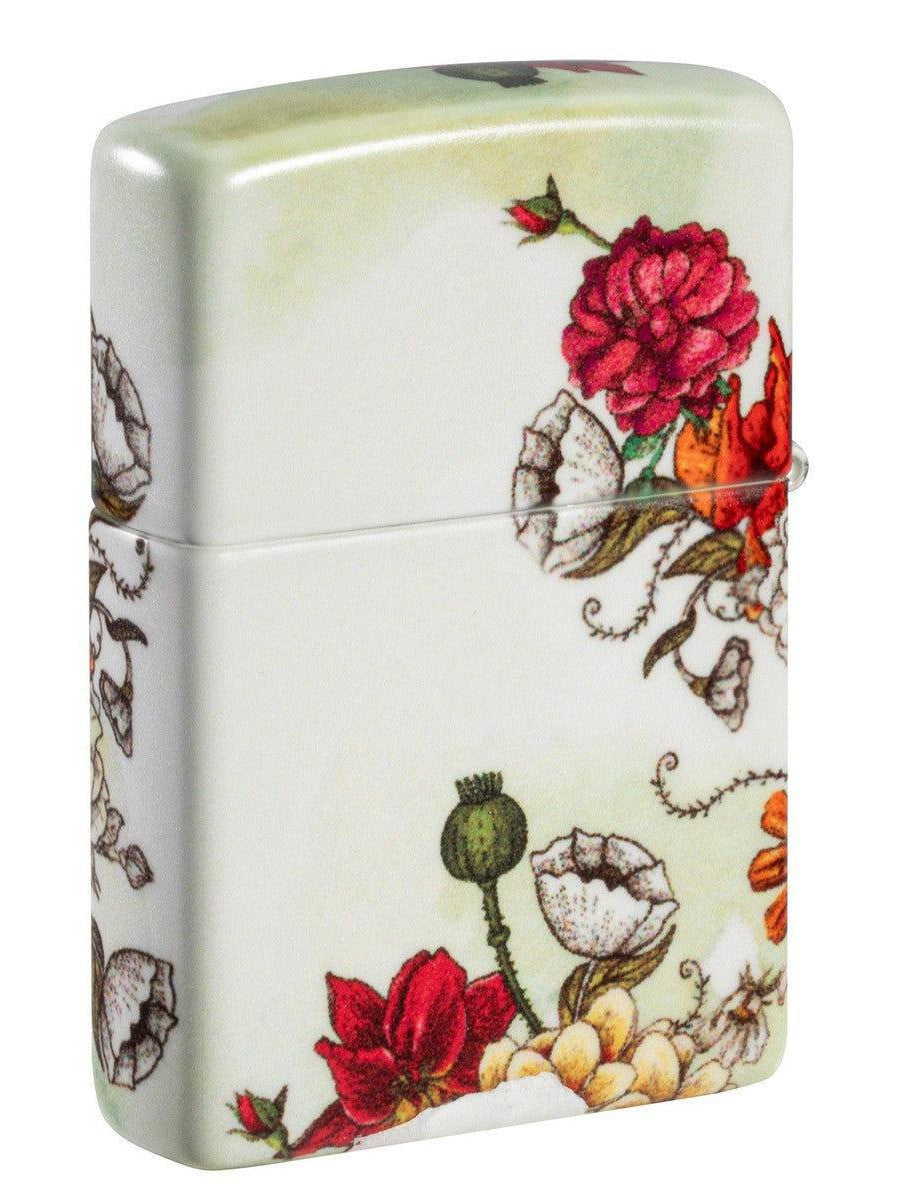 Zippo Lighter: Flowers and Skull - 540 Color 81476