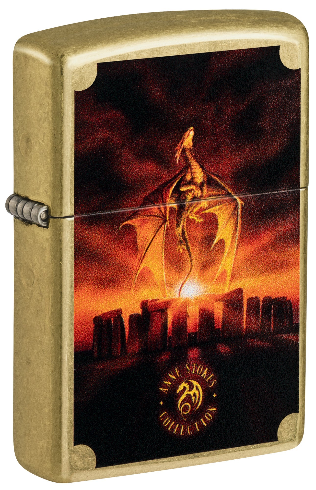 Zippo Lighter: Anne Stokes Dragon at Stonehenge - Street Brass 81496