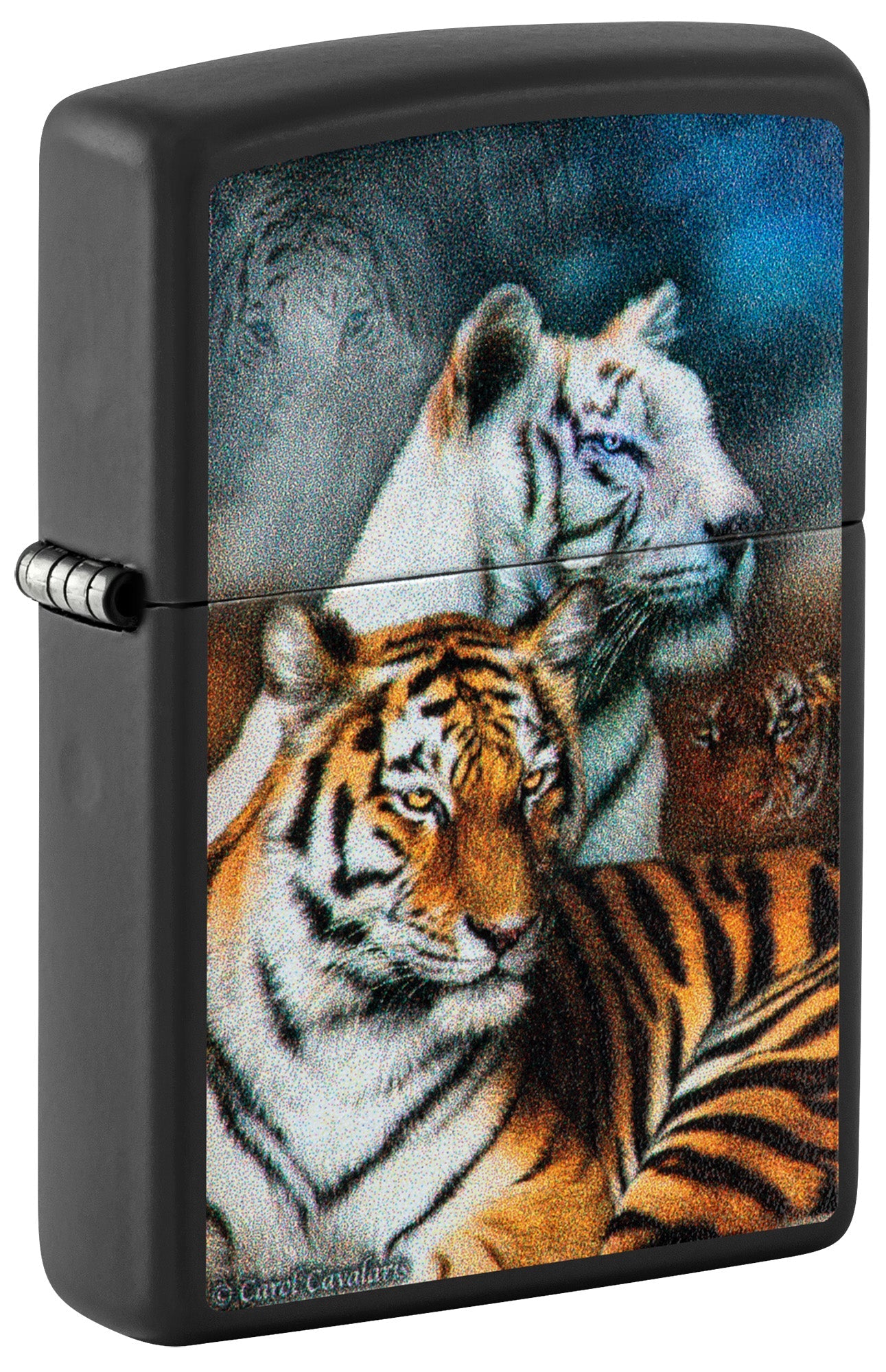Zippo Lighter: Tigers by Carol Cavalaris - Black Matte 81504