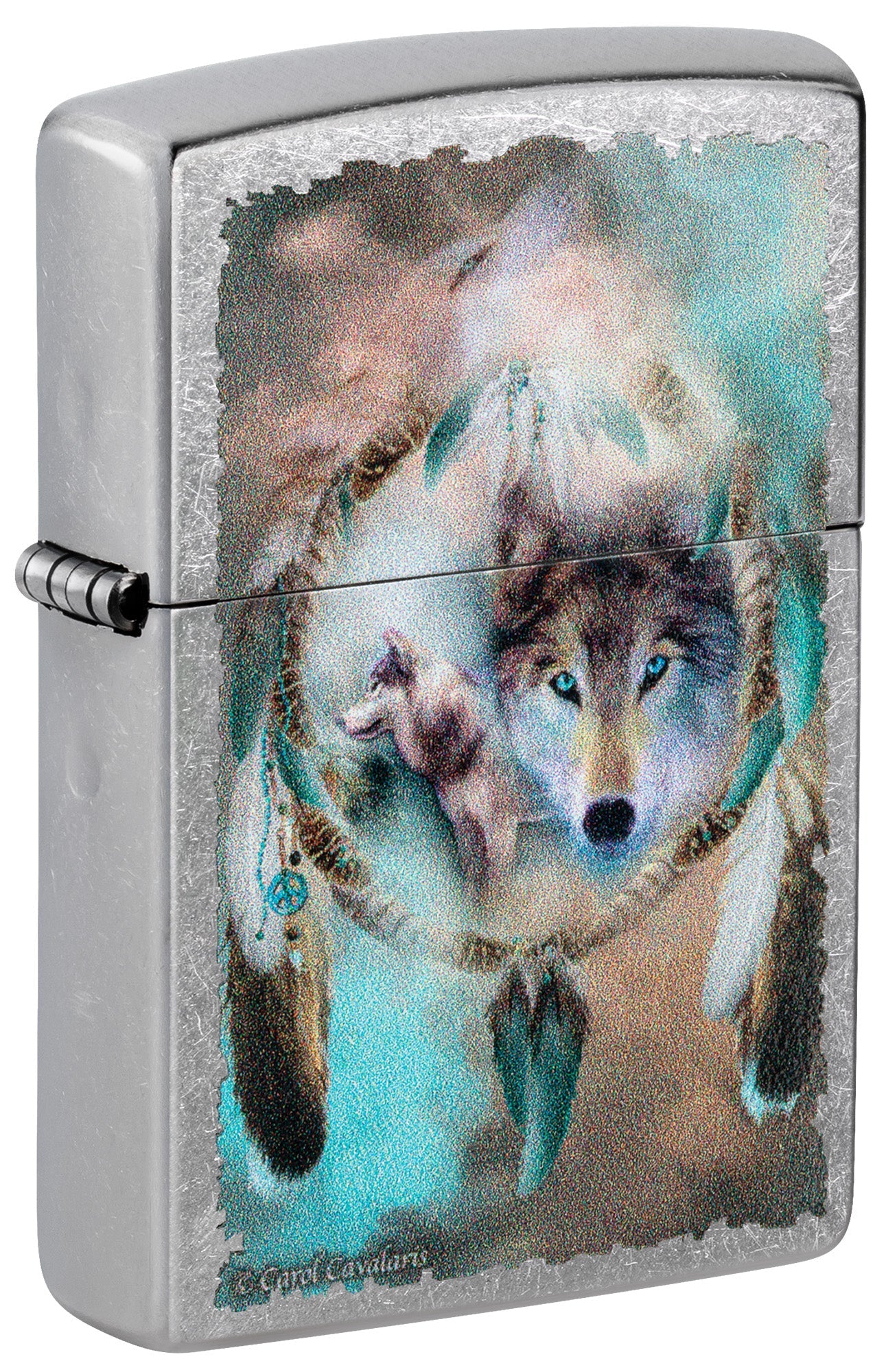Zippo Lighter: Wolves and Dreamcatcher by Carol Cavalaris - Street Chrome 81505