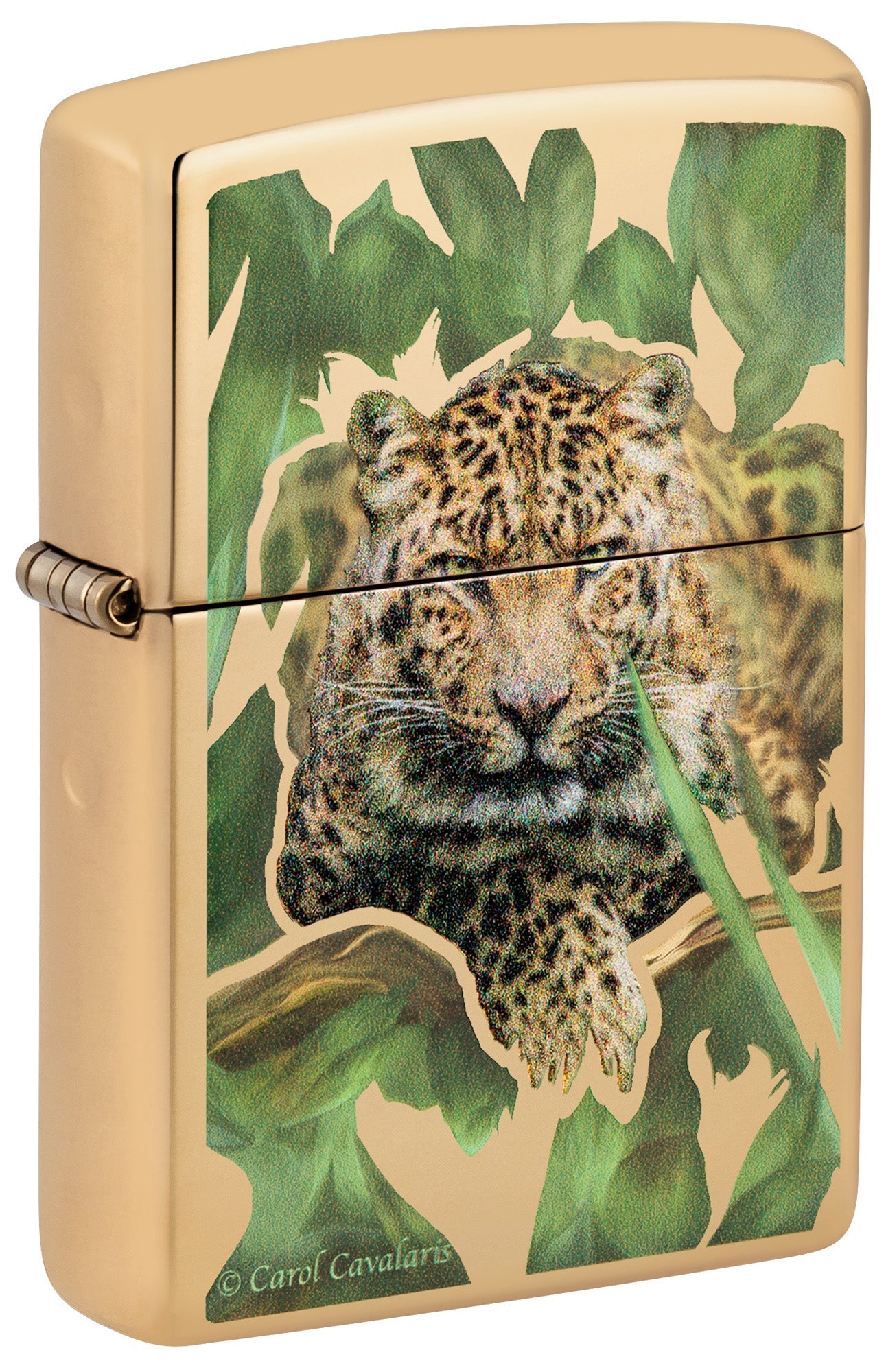 Zippo Lighter: Cheetah by Carol Cavalaris - High Polish Brass 81507
