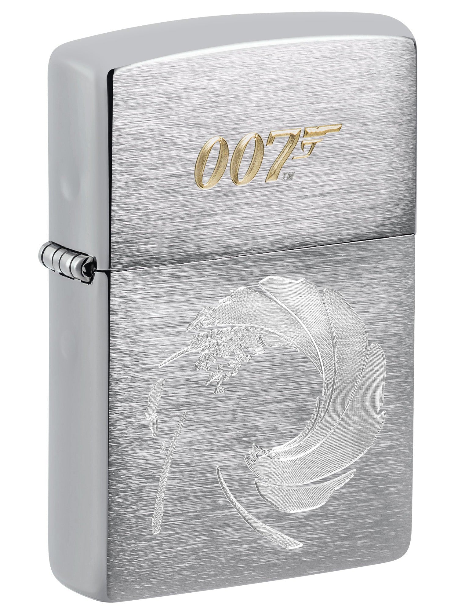 Zippo Lighter: James Bond 007 Logo, Engraved - Brushed Chrome