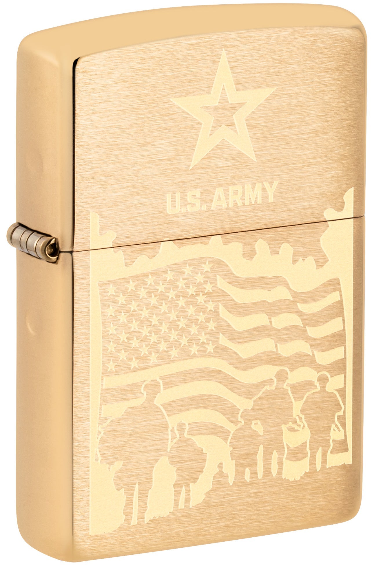 Zippo Lighter: U.S. Army Soldiers, Engraved - Brushed Brass 81532