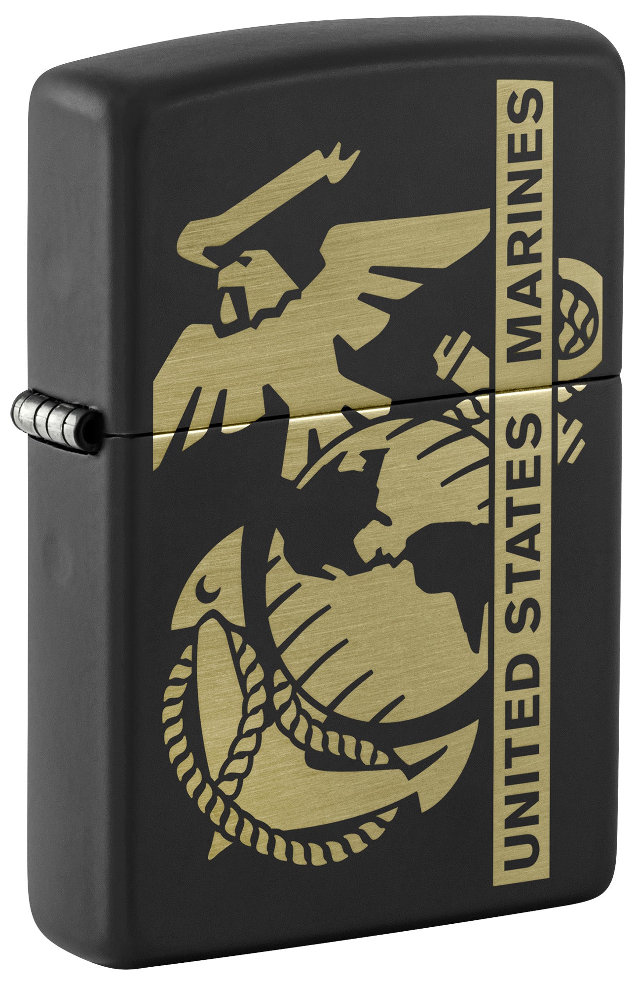 Zippo Lighter: USMC Marines Engraved - Black Matte 81539