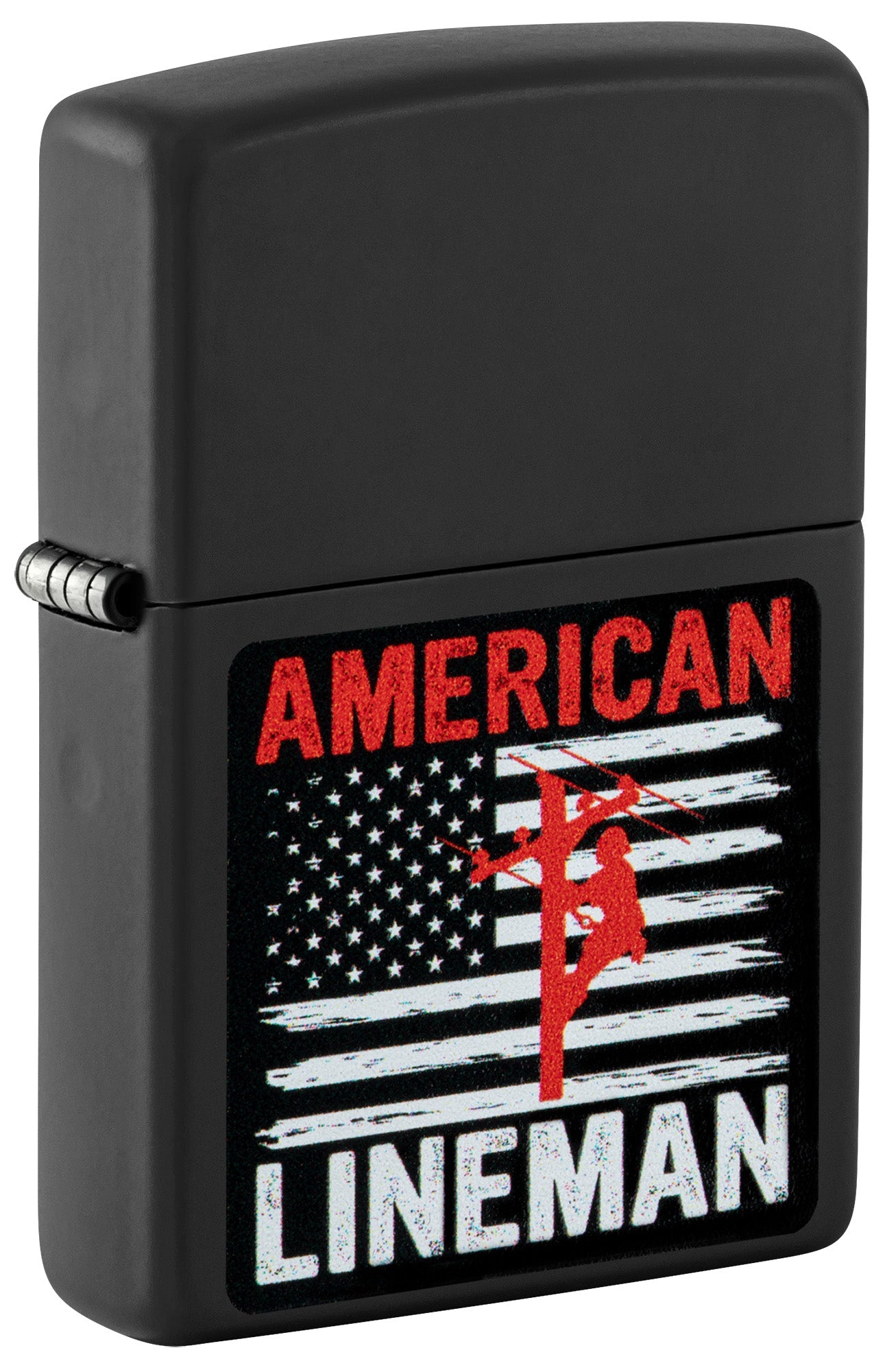 Zippo Lighter: American Lineman - Black Matte 81563
