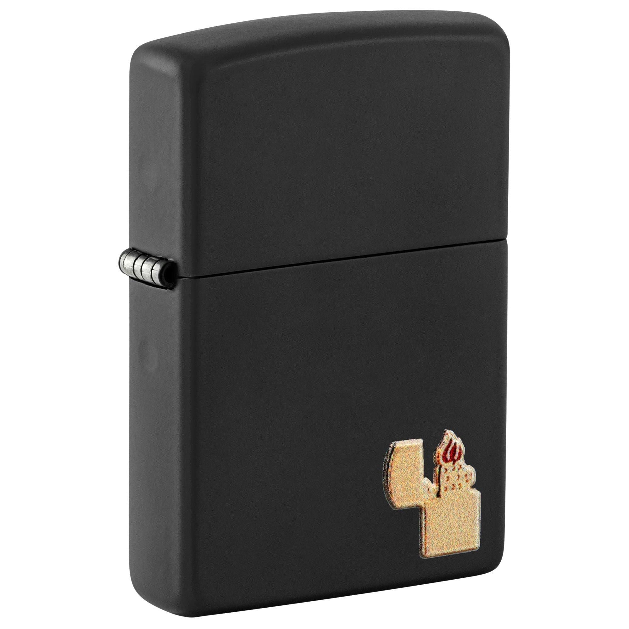 Zippo Lighter: Raised Lighter Emblem - Black Matte 81650 – Lucas 
