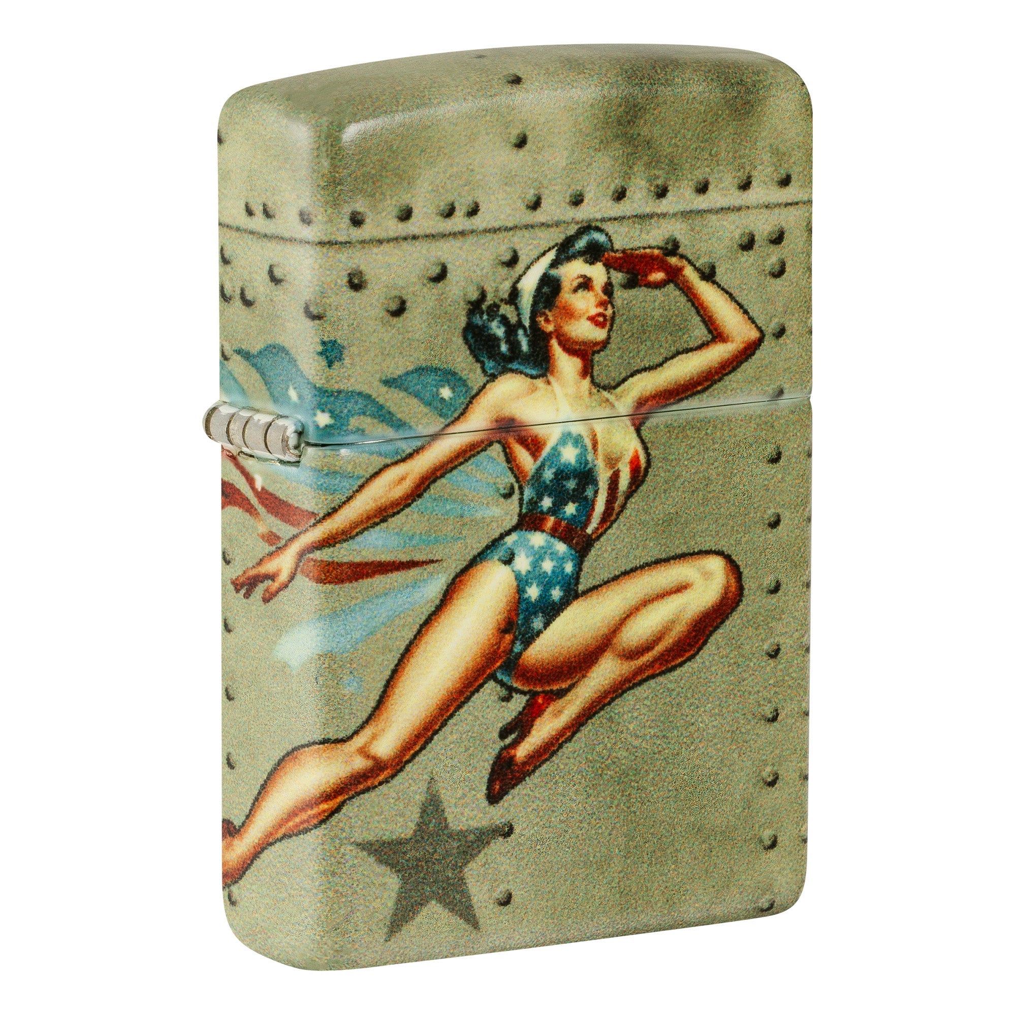 シナジーピースアルファ Zippo Lighter: Nose Art, All American Pin-up Girl - 540 Color