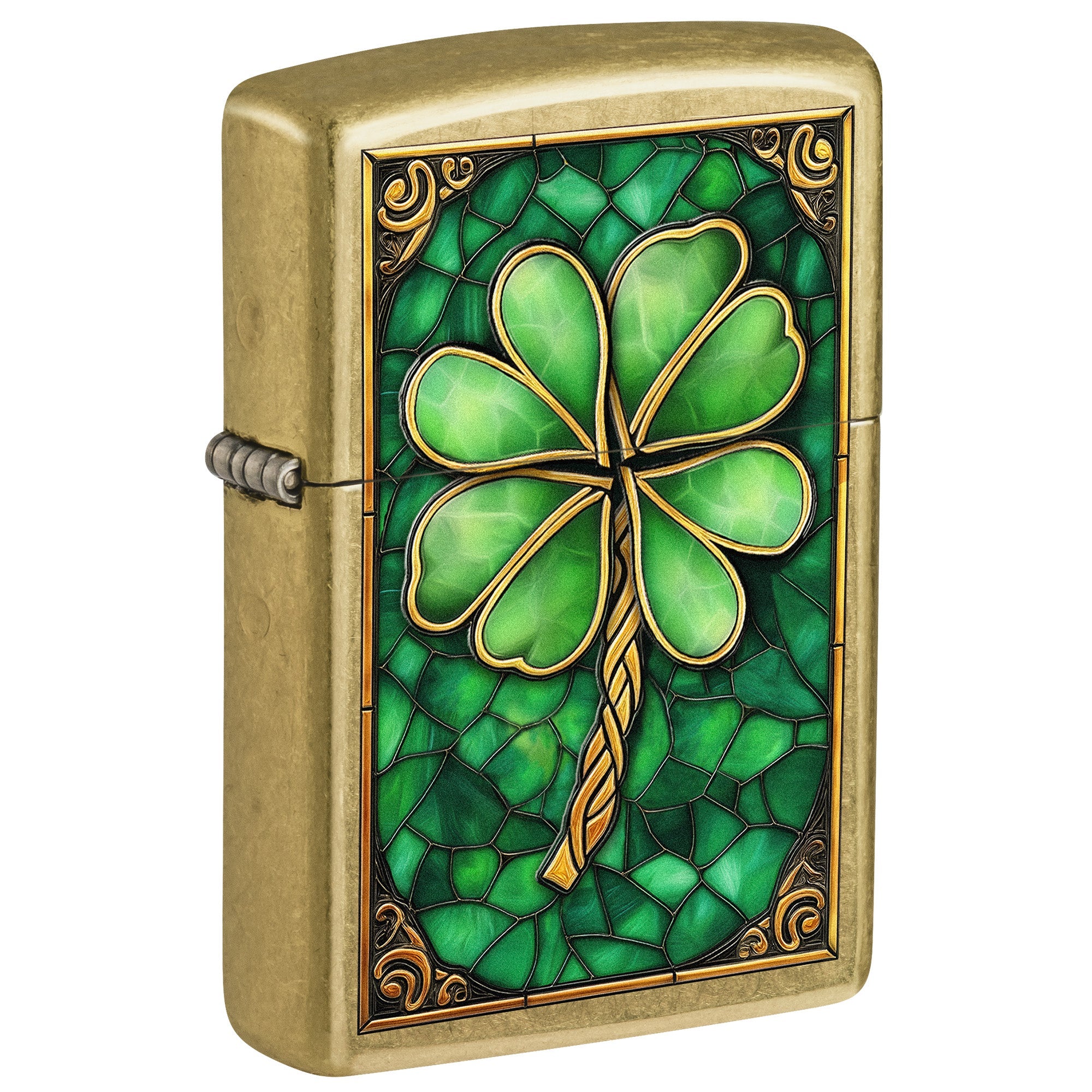 Zippo Lighter: Stained Glass Clover - Street Brass 81818 – Lucas