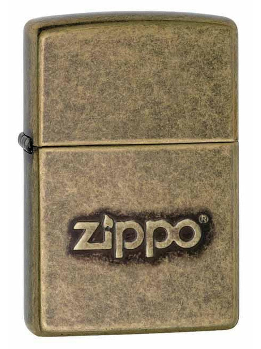 Zippo Lighter: Stamped Zippo Logo - Antique Brass 28994 (1975530324083)