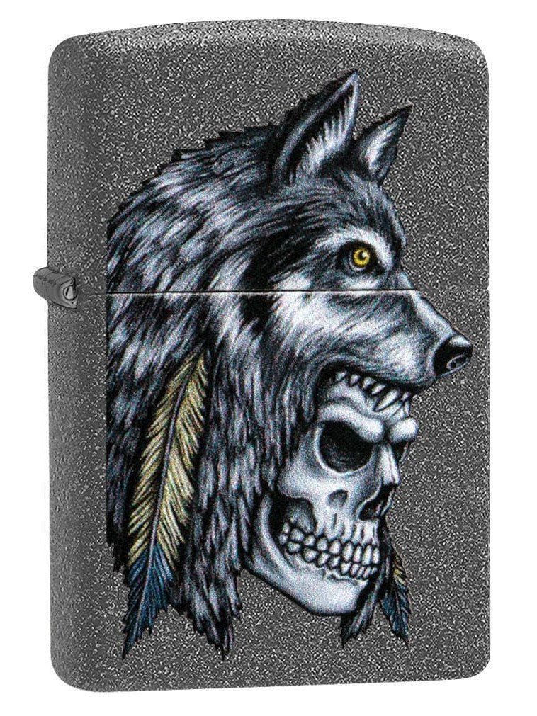 Zippo Lighter: Wolf and Skull - Iron Stone 29863 (1999366979699)