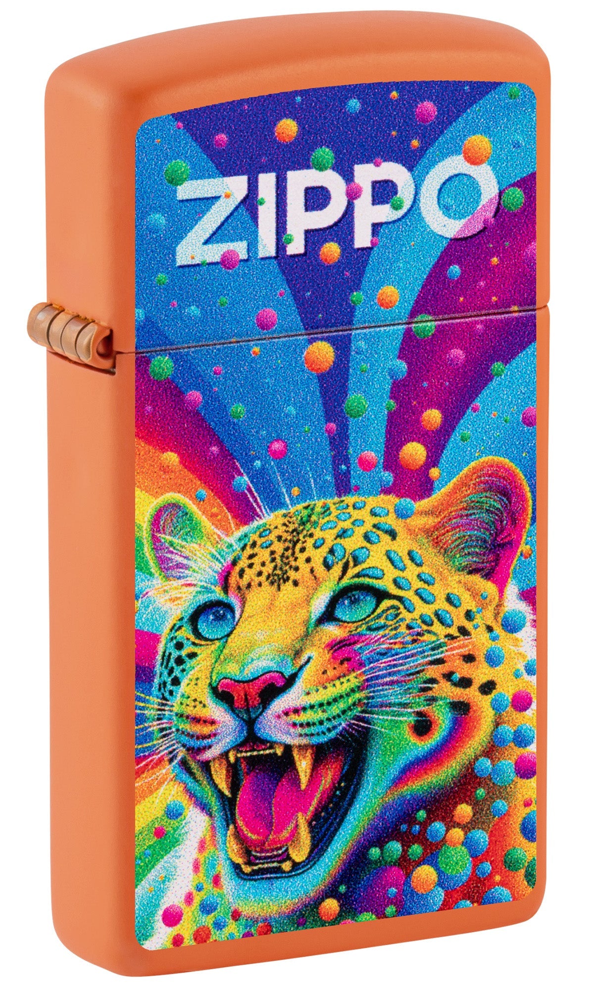 Zippo Lighter: Slim, Leopard Design - Orange Matte 46018