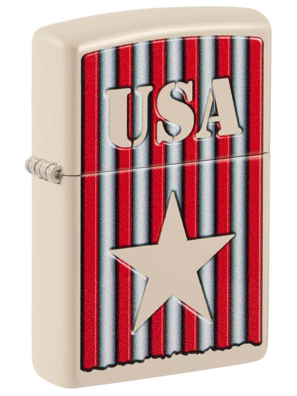 Zippo Lighter: USA with Star - Flat Sand 48204