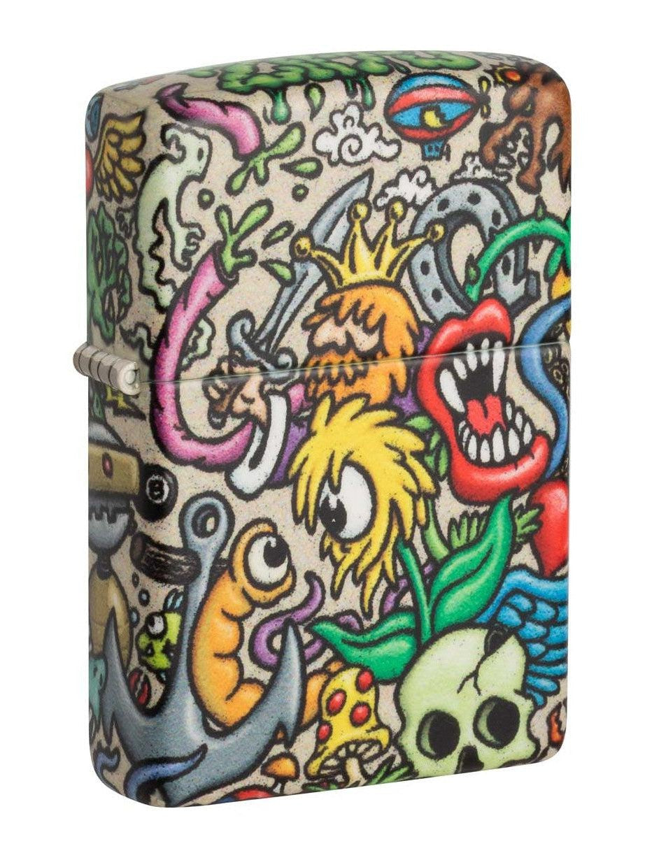 Zippo Lighter: Crazy Collage, 540 Color - Matte 48394
