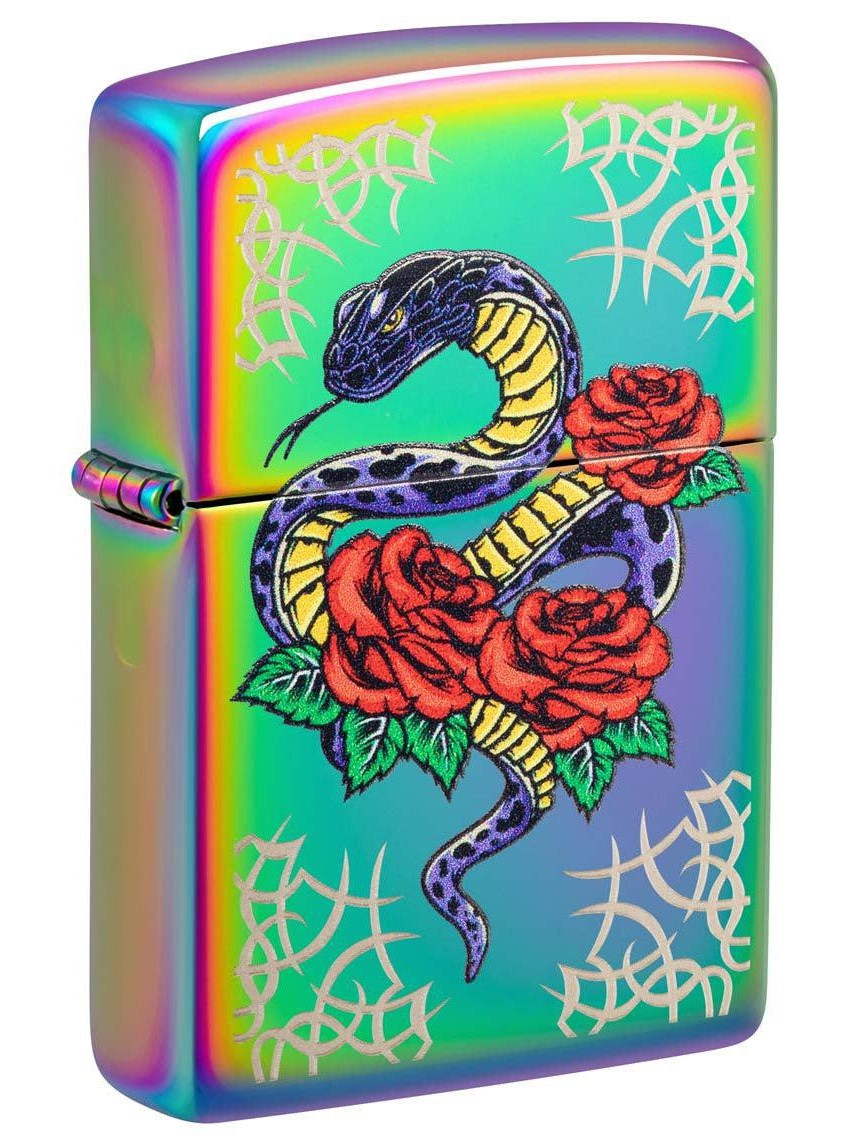 Zippo Lighter: Snake with Roses - Multi Color 48395