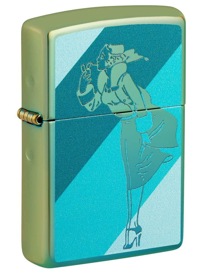 Zippo Lighter: Windy the Zippo Girl - High Polish Teal 48457