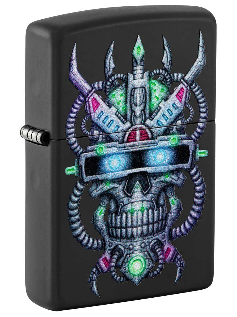 Zippo Lighter: Cyber Skull - Black Matte 48516