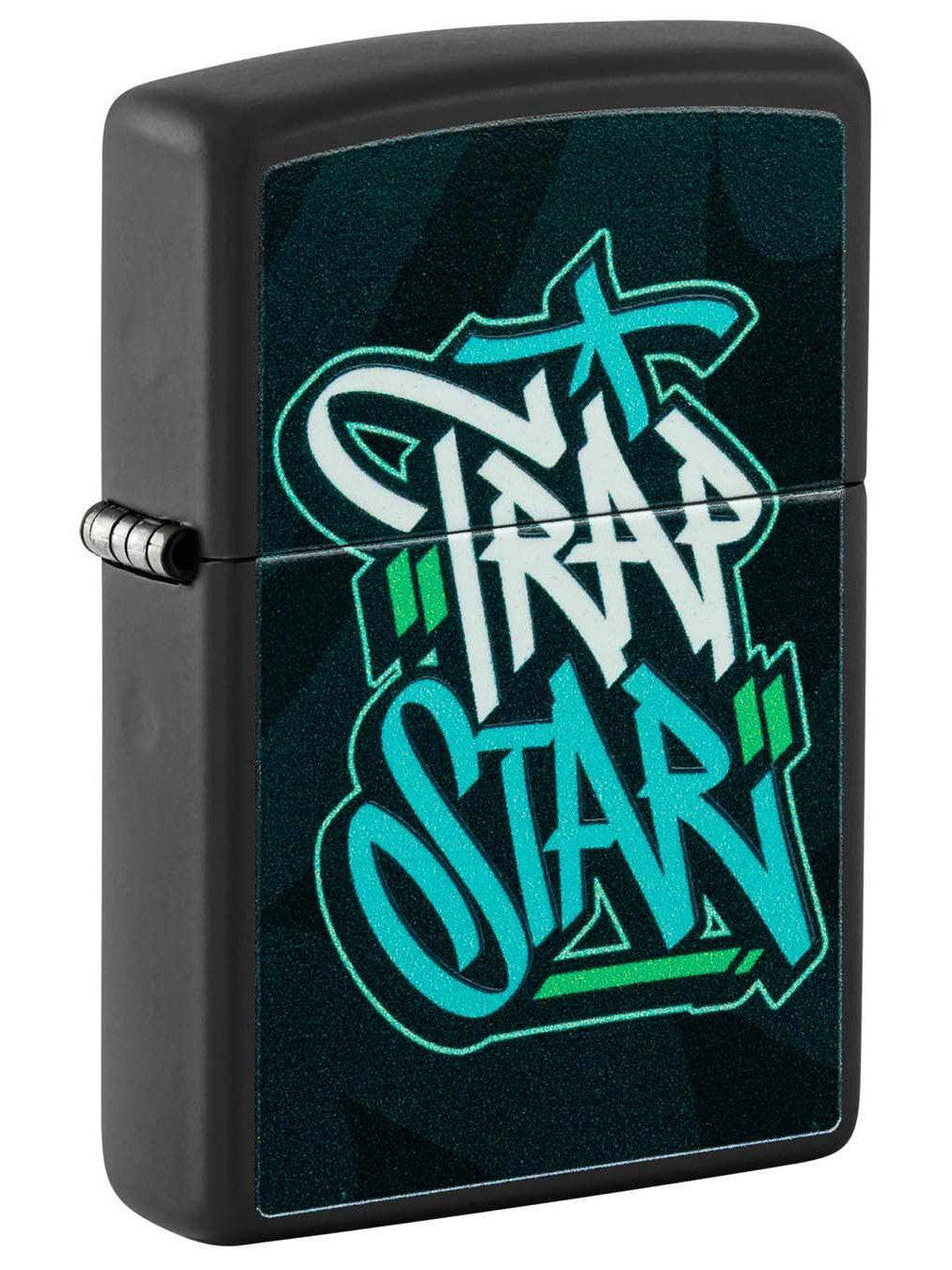 Zippo Lighter: Trap Star Graffiti, Black Light - Black Matte 48528