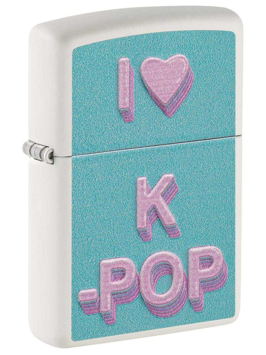 Zippo Lighter: I Love K Pop, Texture - White Matte 48542