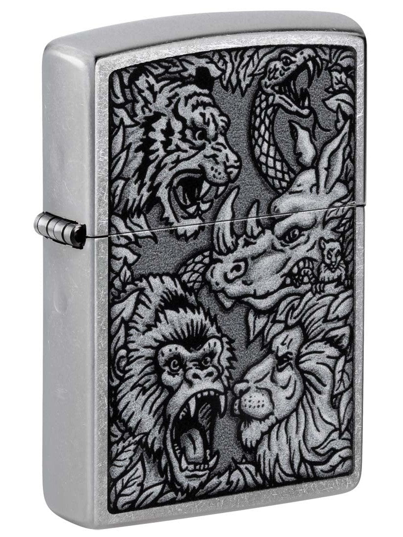 Zippo Lighter: Jungle Design - Street Chrome 48567