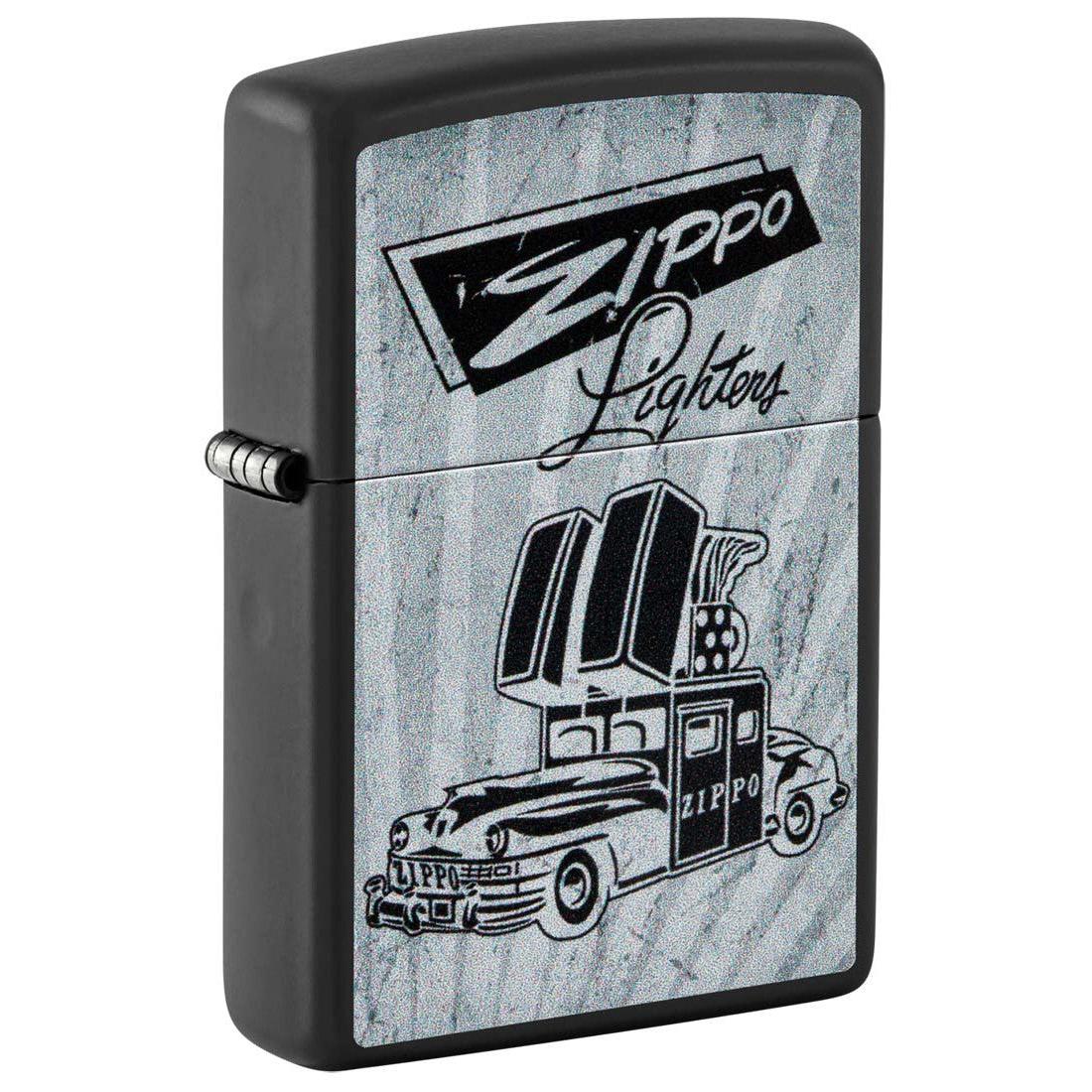 Zippo Lighter: Vintage Zippo Car Advertisement - Black Matte