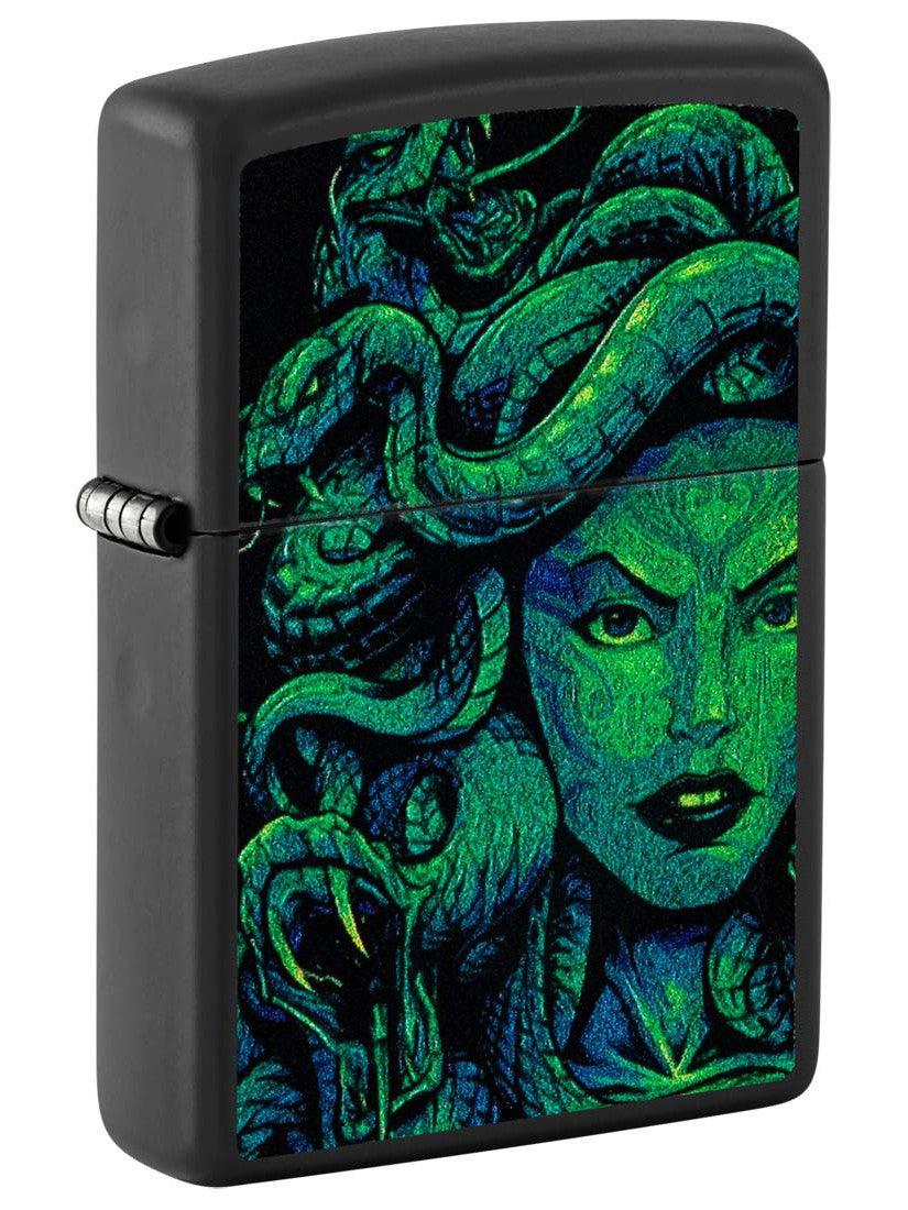 Zippo Lighter: Medusa Design - Black Matte 48609
