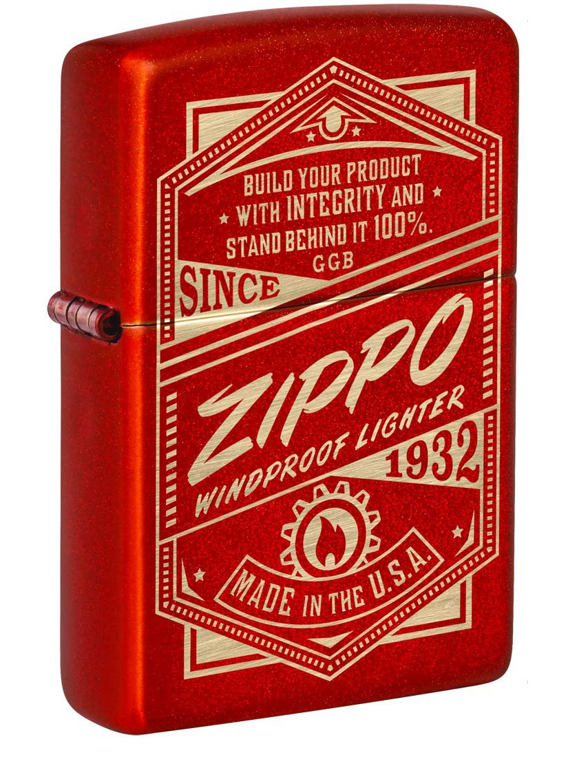 Zippo Lighter Vintage Advertisement, Engraved Metallic Red 48620