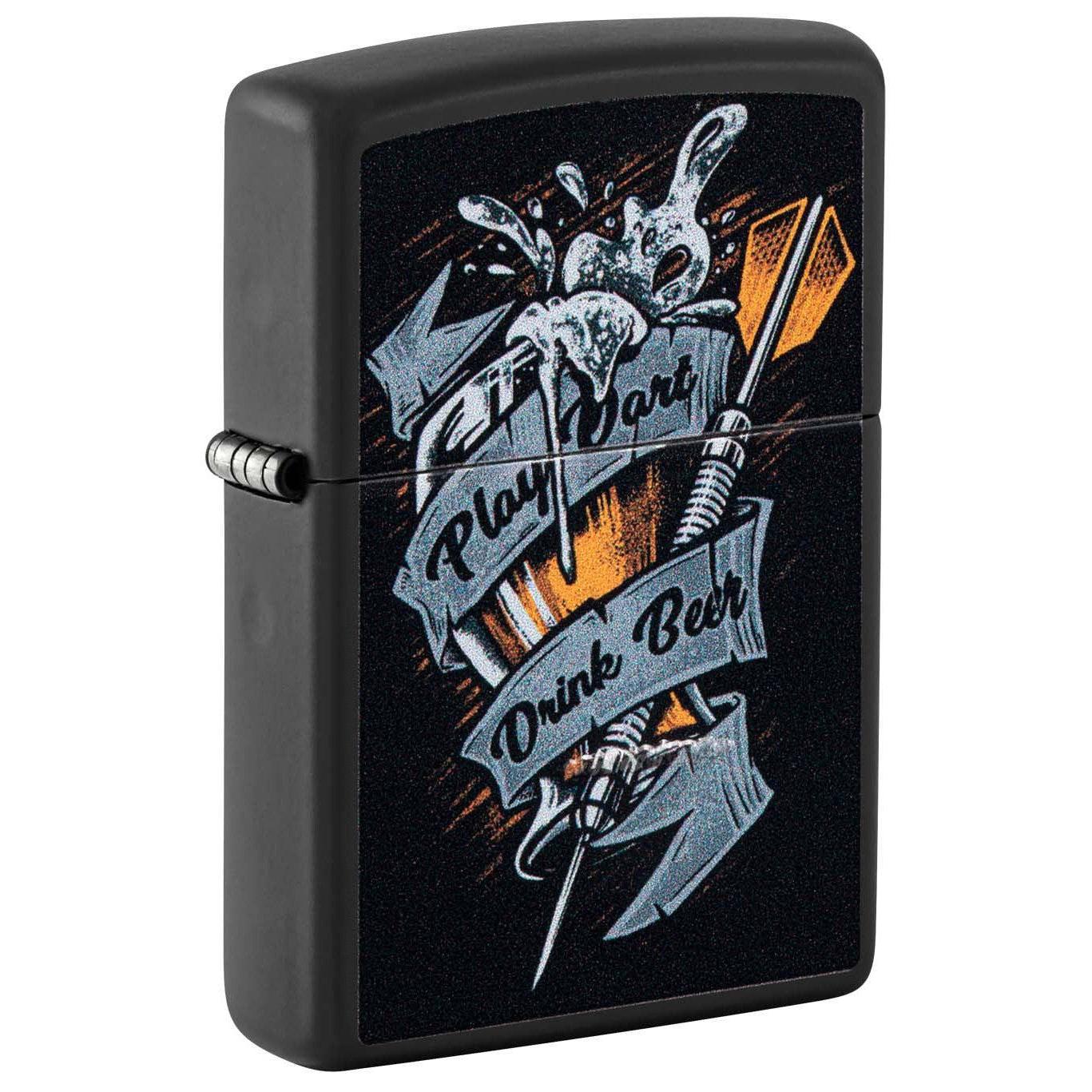 Zippo Lighter: Play Darts, Drink Beer - Black Matte 48679 – Lucas