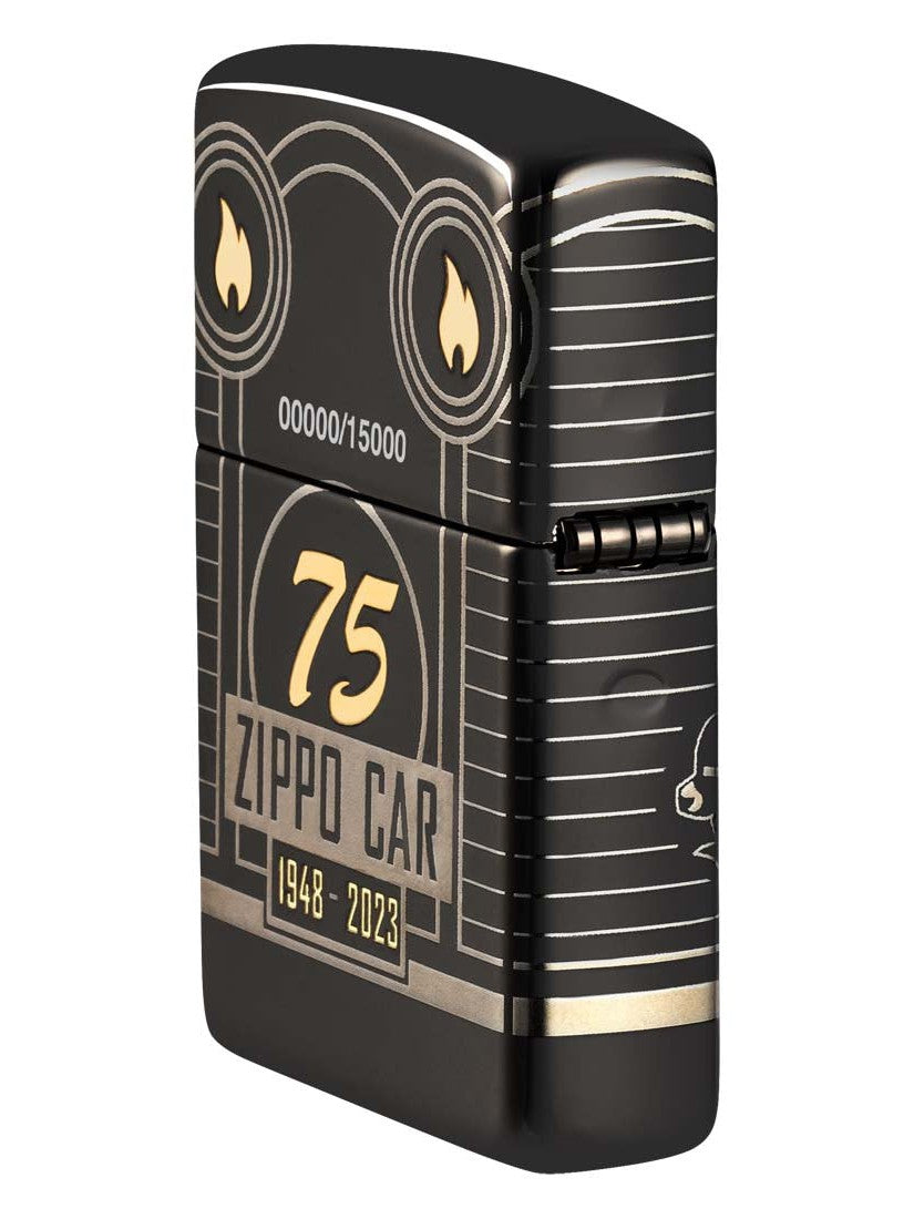 Zippo Lighter: 2023 Collectible, Zippo Car 75th Anniversary - High Polish Black 48691