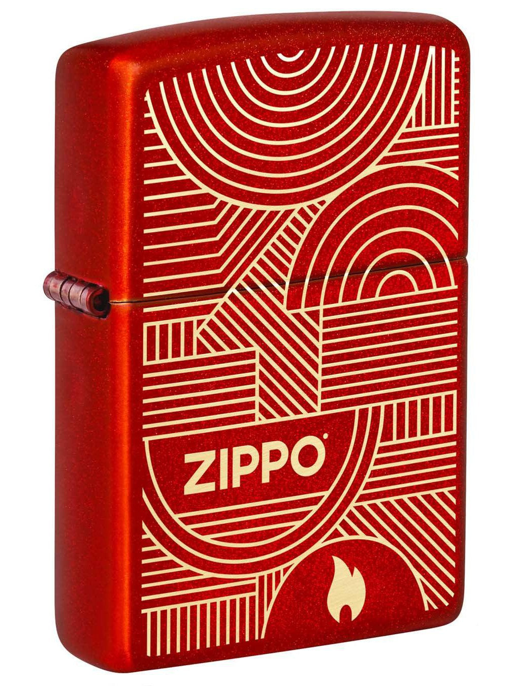 Zippo Lighter: Zippo Art Deco Logo, Engraved - Metallic Red 48705