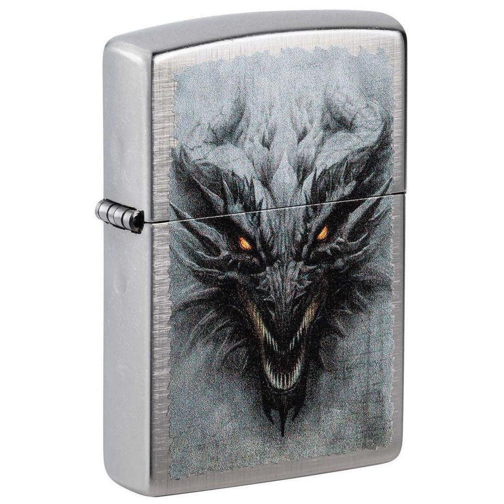 Zippo Feuerzeug „Dragon Eye“ – Winddicht, Aus Hochglanz-Chrom, Mit Smaragdgrünem Auge