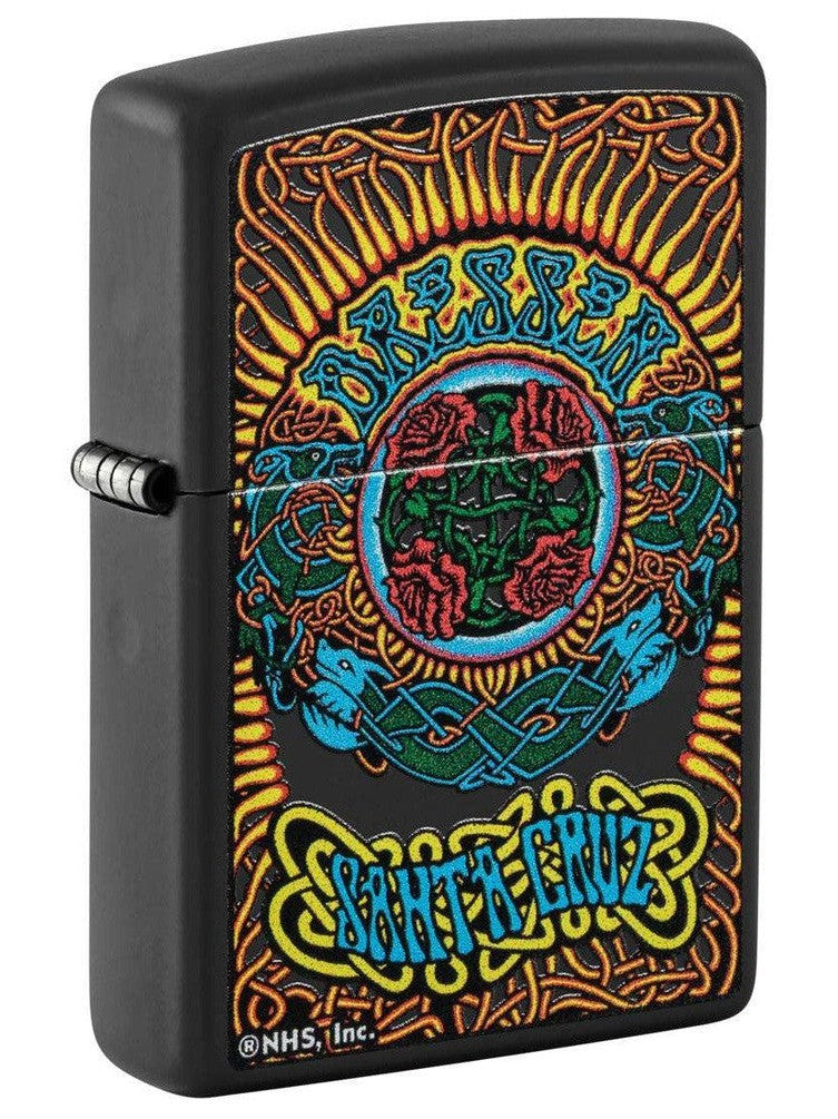 Zippo Lighter: Santa Cruz, Dressen Rose - Black Matte 48742