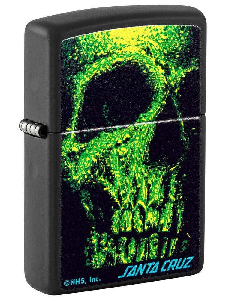 Zippo Lighter: Santa Cruz, Skull - Black Matte 48743