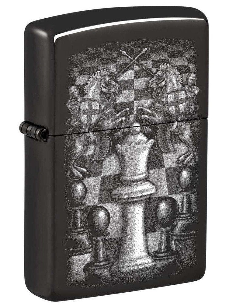 Zippo Lighter: Chess Pieces, Photo Image - High Polish Black 48762