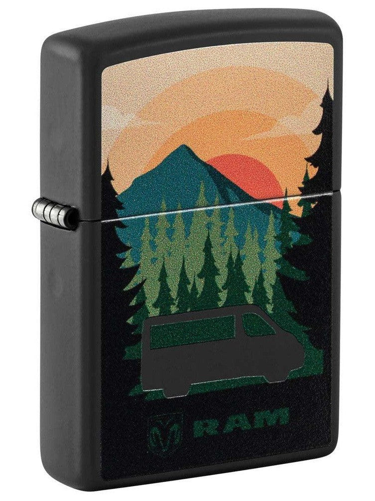 Zippo Lighter: Dodge Ram Landscape Design - Black Matte 48764