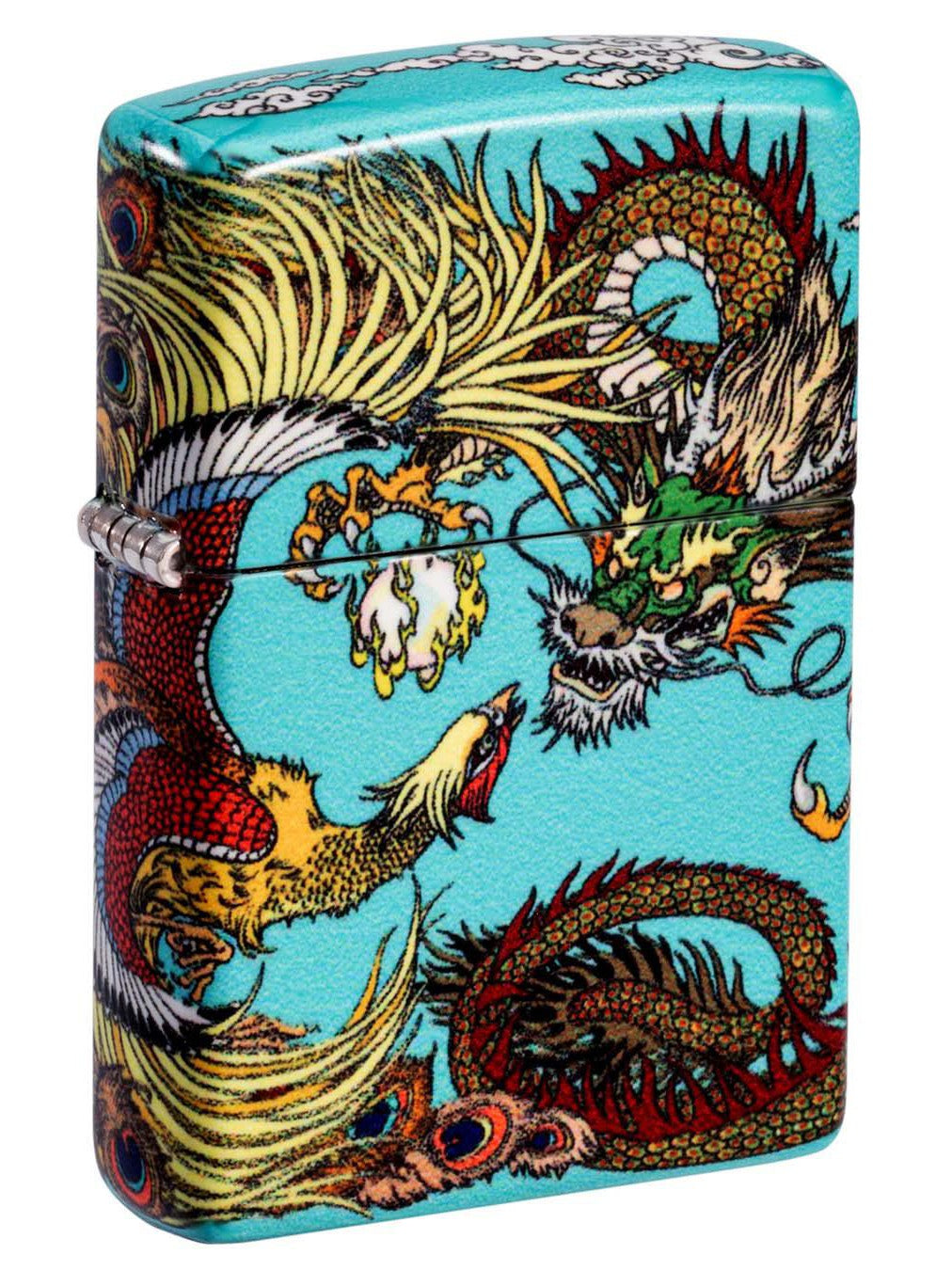 Zippo Lighter: Dragon and Phoenix Design - 540 White Matte 48834