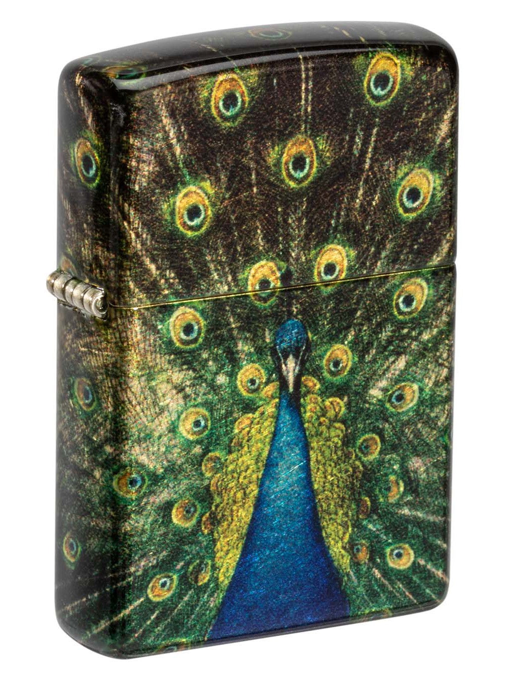 Zippo Lighter: Peacock Design - 540 Tumbled Brass 48846
